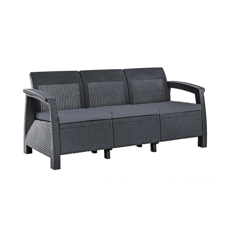 Keter Corfu 3-Seater Outdoor Sofa (Charcoal)