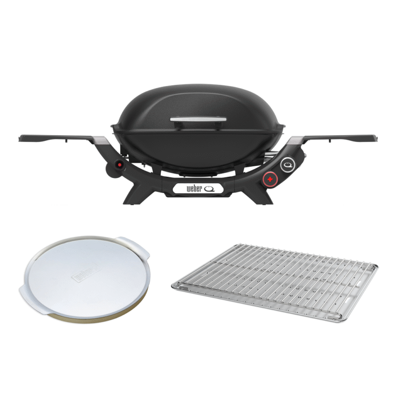 Weber Q2600N with Pizza Stone & Roasting Trivet (Black)
